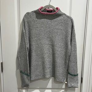 Fate Heather Gray Sweater with Pink and Green Details